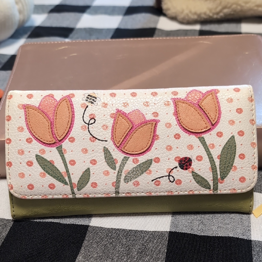 Relic Floral Wallet in Pink, Green, and Orange